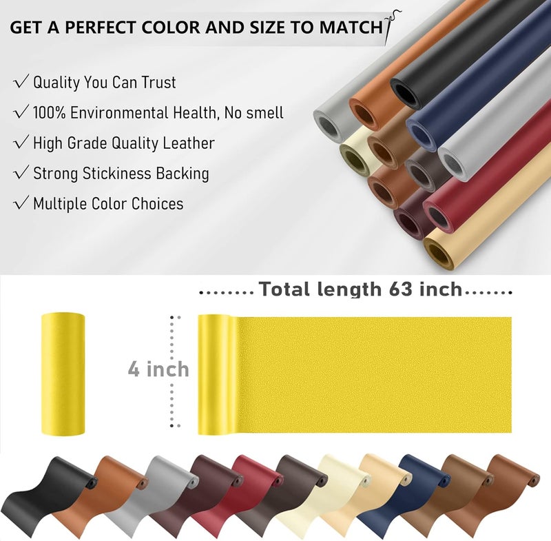 YAFLC Self Adhesive Leather Repair Tape Kit, 4"x 63" Leather Repair Patch for Furniture, Leather Repair Patch for Car seat, Sofas, Couch, Boat Seat Yellow - Image 5